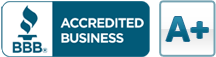A blue and white logo with the letters BBB and a torch symbol on the left, next to the text ACCREDITED BUSINESS and a large A+ grade on the right. Waterproofing Company | Basement Leak Repair | City Wide Group | Professional waterproofing company and basement leak repair in Toronto since 1961. | https://www.citywidegroup.com | +1 416-283-5500