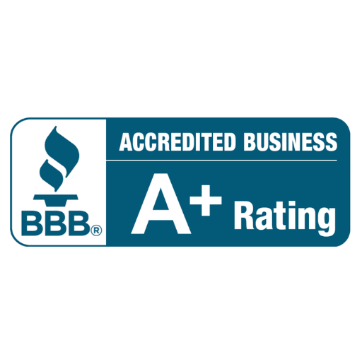 The image shows a blue and white logo with the text BBB Accredited Business and A+ Rating. The BBB torch emblem is on the left. Waterproofing Company | Basement Leak Repair | City Wide Group | Professional waterproofing company and basement leak repair in Toronto since 1961. | https://www.citywidegroup.com | +1 416-283-5500