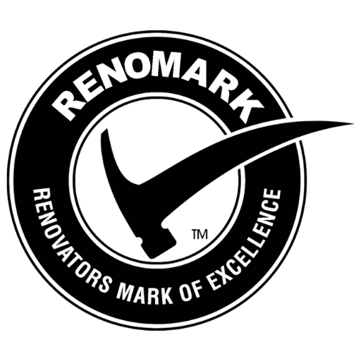 Black and white logo featuring the word RENOMARK at the top, a stylized hammer forming a check mark in the center, and the phrase RENOVATORS MARK OF EXCELLENCE at the bottom. Waterproofing Company | Basement Leak Repair | City Wide Group | Professional waterproofing company and basement leak repair in Toronto since 1961. | https://www.citywidegroup.com | +1 416-283-5500